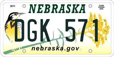 NE license plate DGK571
