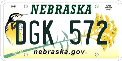 NE license plate DGK572