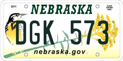 NE license plate DGK573