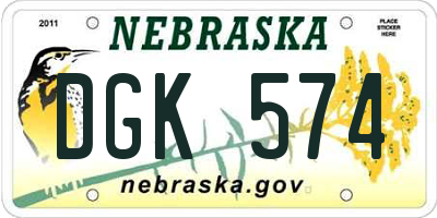 NE license plate DGK574