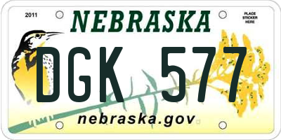 NE license plate DGK577