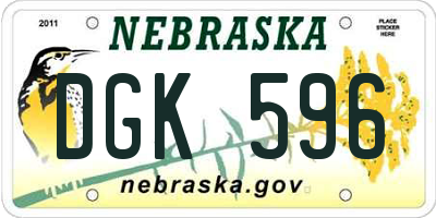 NE license plate DGK596