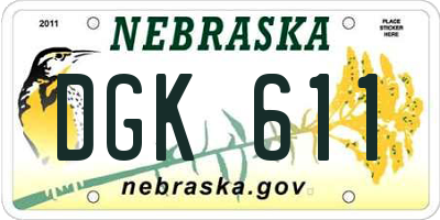 NE license plate DGK611