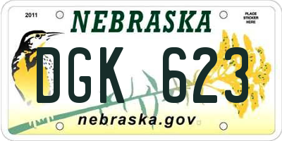NE license plate DGK623
