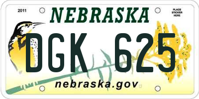 NE license plate DGK625