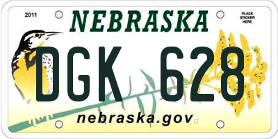 NE license plate DGK628