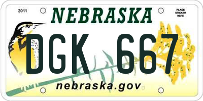 NE license plate DGK667