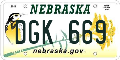 NE license plate DGK669