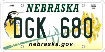 NE license plate DGK680