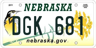 NE license plate DGK681