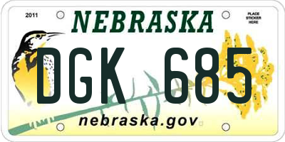 NE license plate DGK685