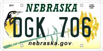 NE license plate DGK706