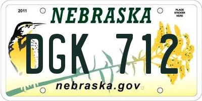 NE license plate DGK712