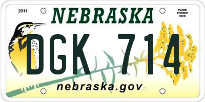 NE license plate DGK714