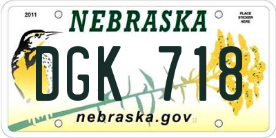 NE license plate DGK718