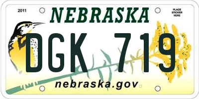 NE license plate DGK719