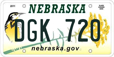 NE license plate DGK720