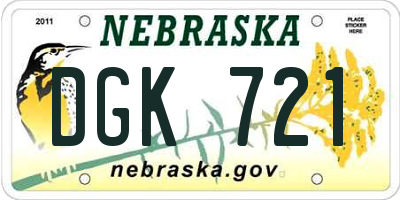NE license plate DGK721