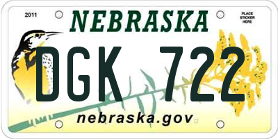 NE license plate DGK722