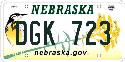 NE license plate DGK723