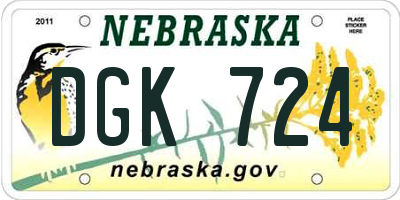 NE license plate DGK724