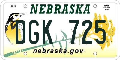 NE license plate DGK725