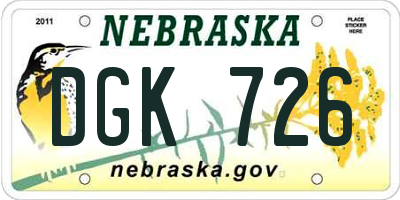 NE license plate DGK726