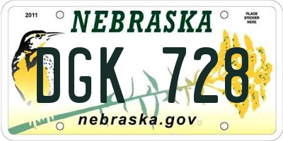 NE license plate DGK728