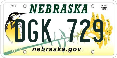 NE license plate DGK729