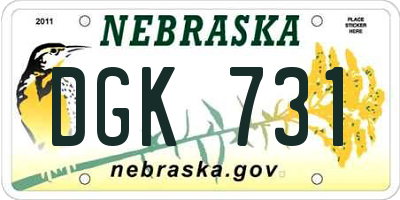 NE license plate DGK731