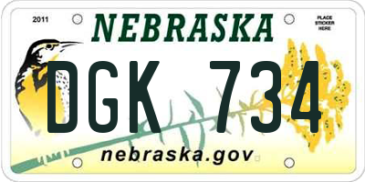 NE license plate DGK734