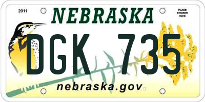 NE license plate DGK735