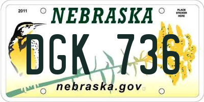 NE license plate DGK736