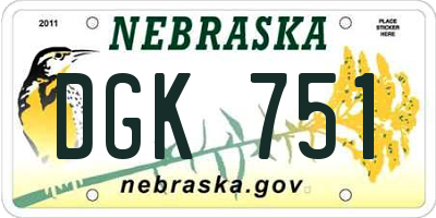 NE license plate DGK751