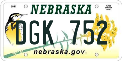 NE license plate DGK752