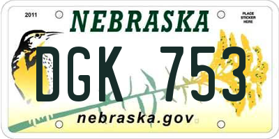 NE license plate DGK753