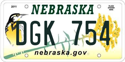 NE license plate DGK754