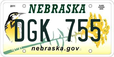 NE license plate DGK755