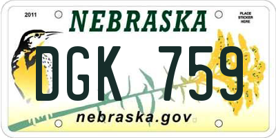 NE license plate DGK759