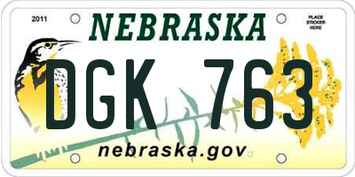 NE license plate DGK763