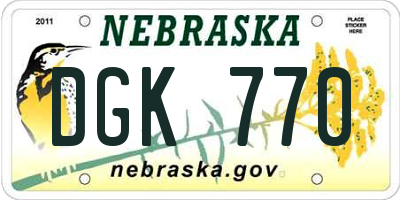 NE license plate DGK770