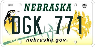 NE license plate DGK771