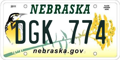 NE license plate DGK774