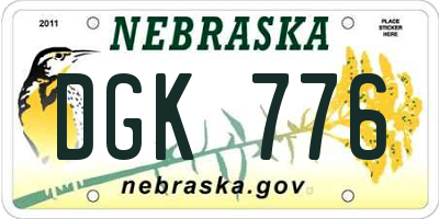NE license plate DGK776
