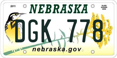 NE license plate DGK778