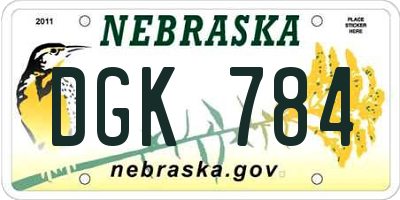 NE license plate DGK784