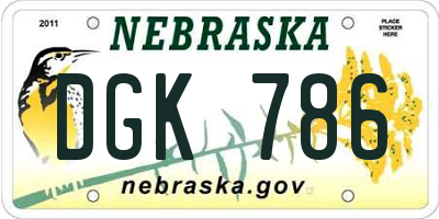 NE license plate DGK786