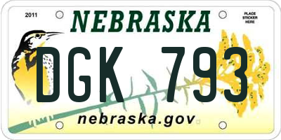 NE license plate DGK793