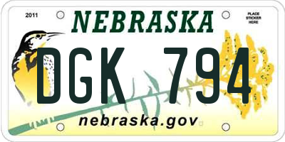 NE license plate DGK794