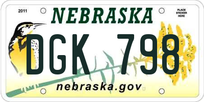 NE license plate DGK798